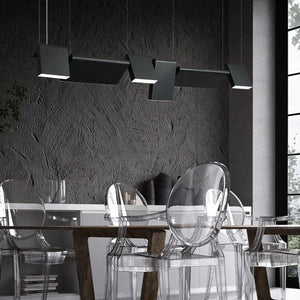 Lysekrone med LED i akryl og aluminium - minimalistisk, lineær design