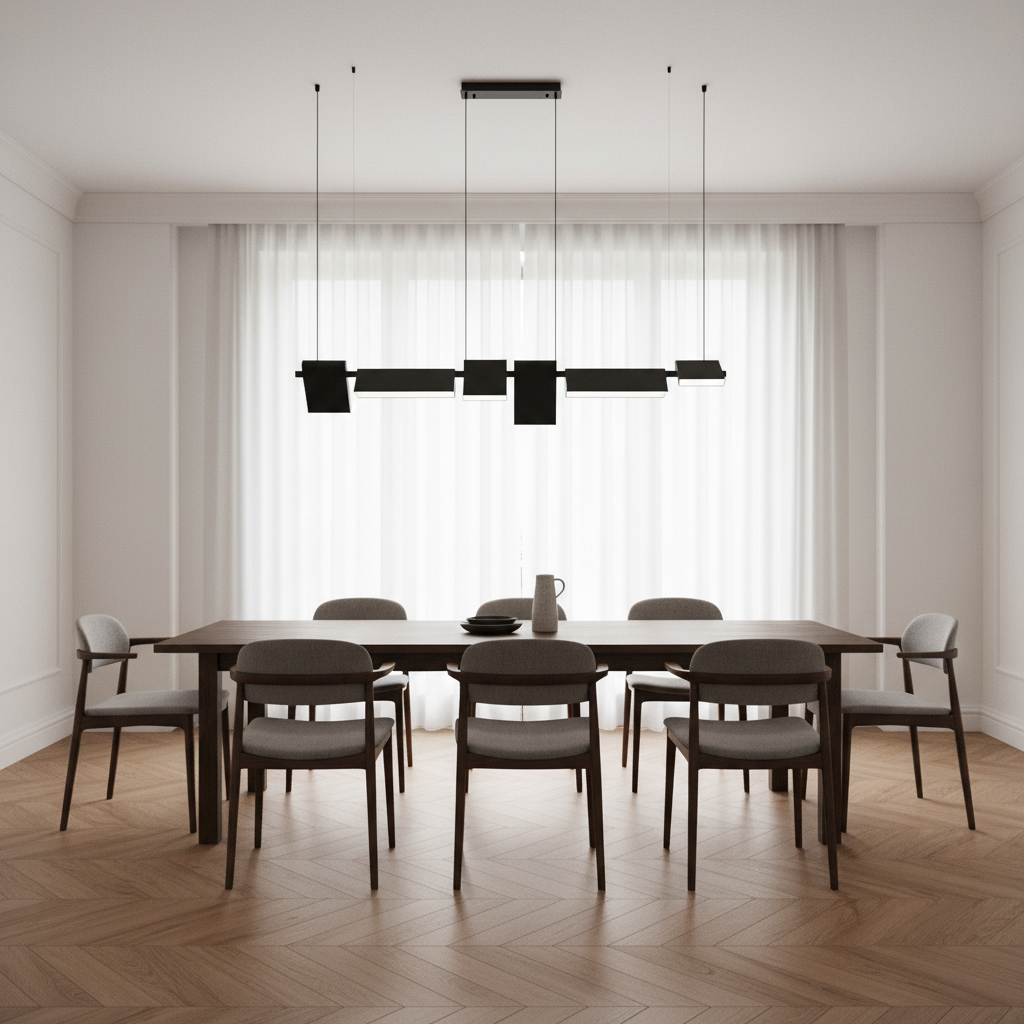 Lysekrone med LED i akryl og aluminium - minimalistisk, lineær design