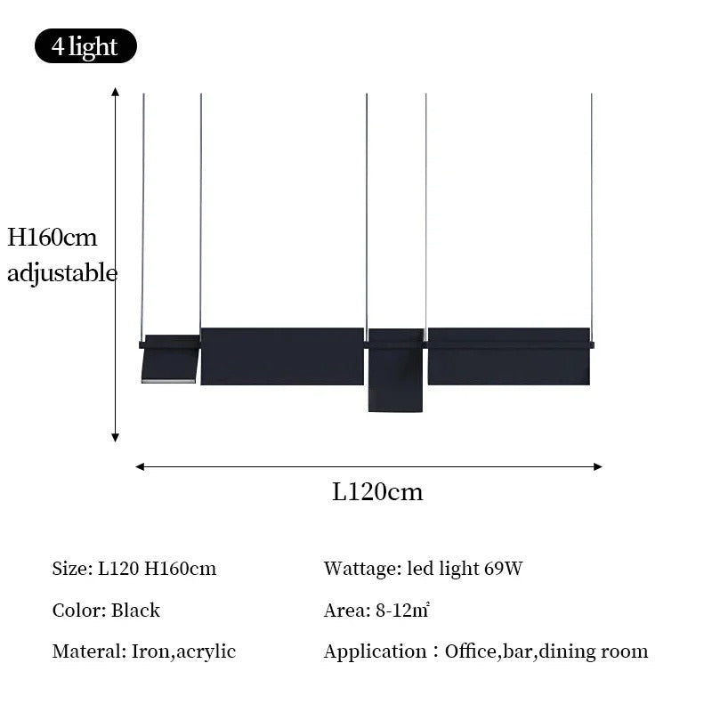 Lysekrone med LED i akryl og aluminium - minimalistisk, lineær design