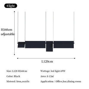 Lysekrone med LED i akryl og aluminium - minimalistisk, lineær design