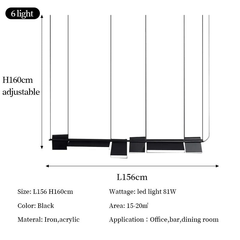 Lysekrone med LED i akryl og aluminium - minimalistisk, lineær design