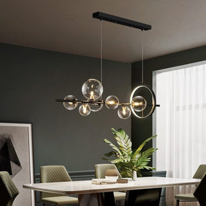 Lysekrone med LED, glasskuler og justerbar lengde, 90 eller 120 cm