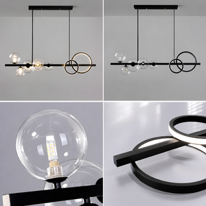 Lysekrone med LED, glasskuler og justerbar lengde, 90 eller 120 cm