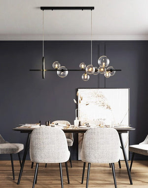 Lysekrone med LED, glasskuler og justerbar lengde, 90 eller 120 cm
