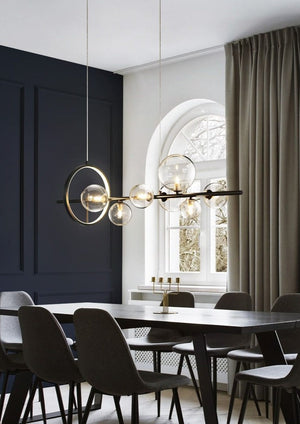 Lysekrone med LED, glasskuler og justerbar lengde, 90 eller 120 cm
