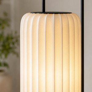Gulvlampe med silkeskjerm og smijern - japansk stil med LED