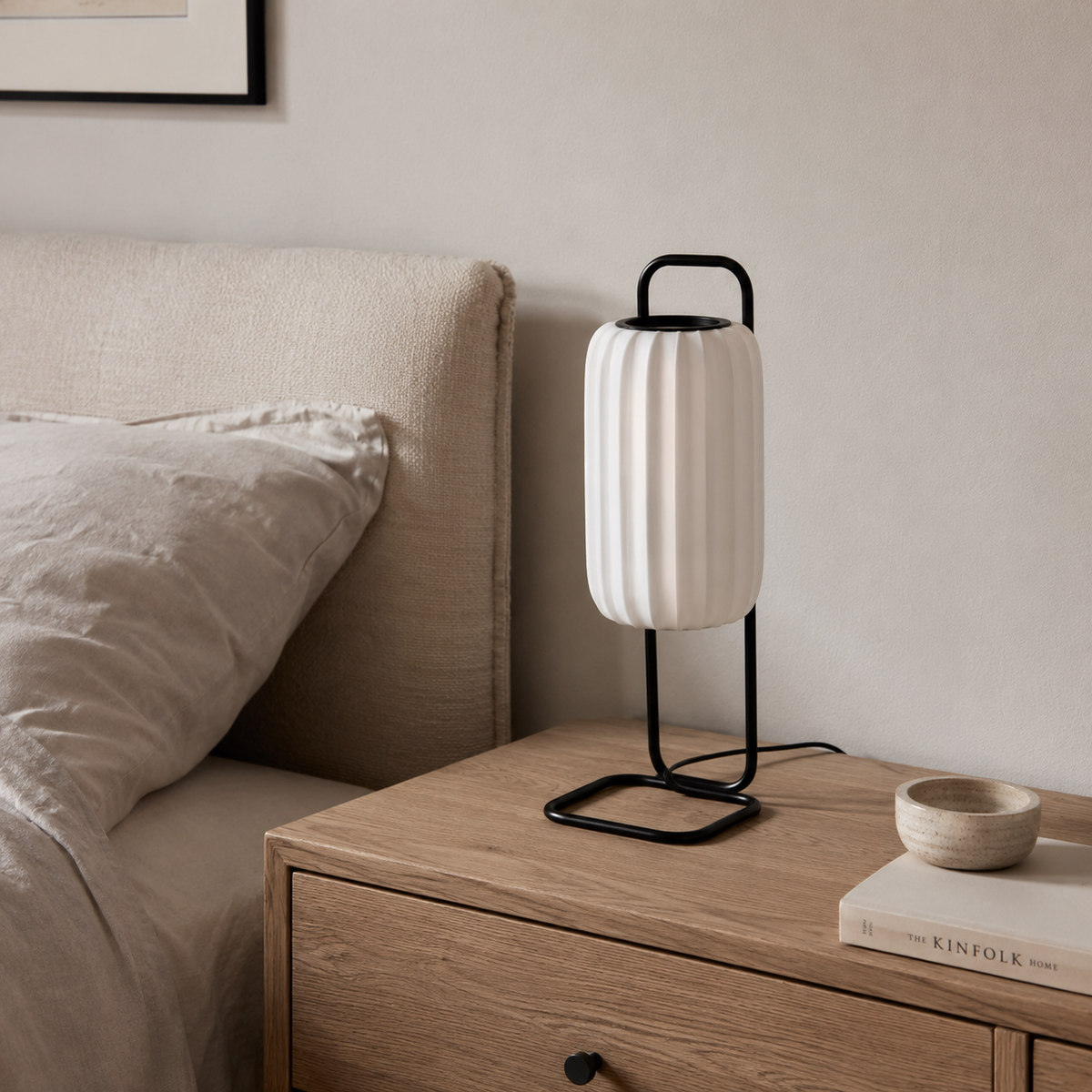 Gulvlampe med silkeskjerm og smijern - japansk stil med LED