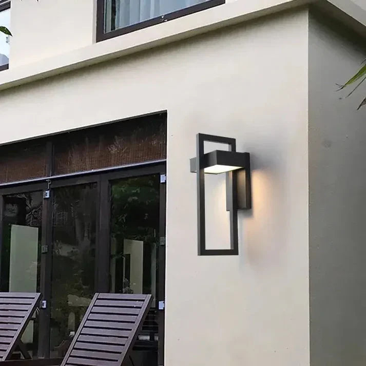 Utendørs vegglampe i rustfritt stål - moderne svart fasadelampe