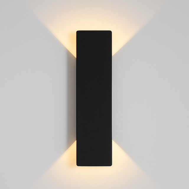 Utendørs vegglampe i aluminium - rektangulær med opp- og nedlys