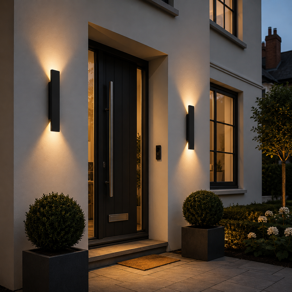Utendørs vegglampe i aluminium - rektangulær med opp- og nedlys