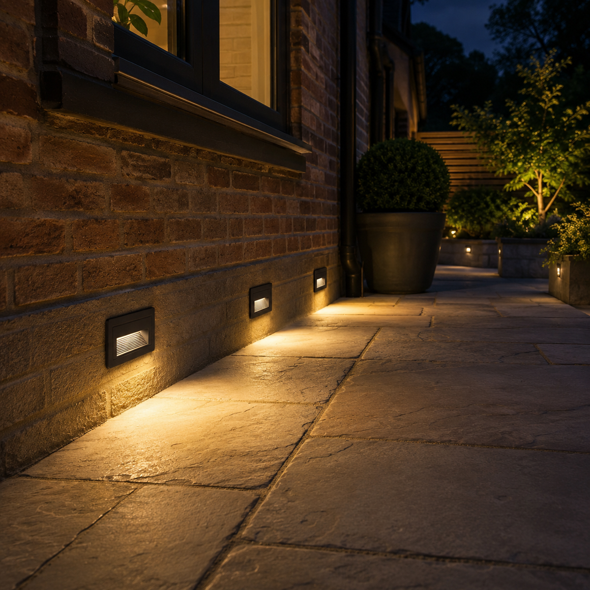 Trappebelysning med innfelt LED i aluminium - IP65, sett med 2, 4 eller 6 lyspunkter