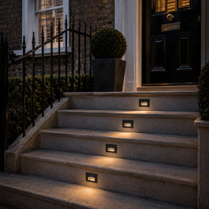 Trappebelysning med innfelt LED i aluminium - IP65, sett med 2, 4 eller 6 lyspunkter