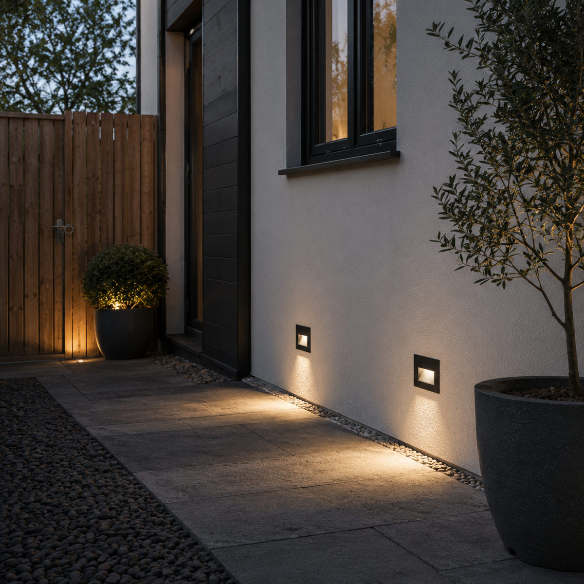 Trappebelysning med innfelt LED i aluminium - IP65, sett med 2, 4 eller 6 lyspunkter
