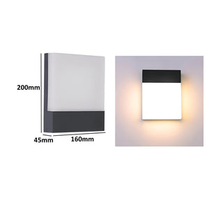 Utendørs vegglampe med LED i moderne firkantet form, 18W