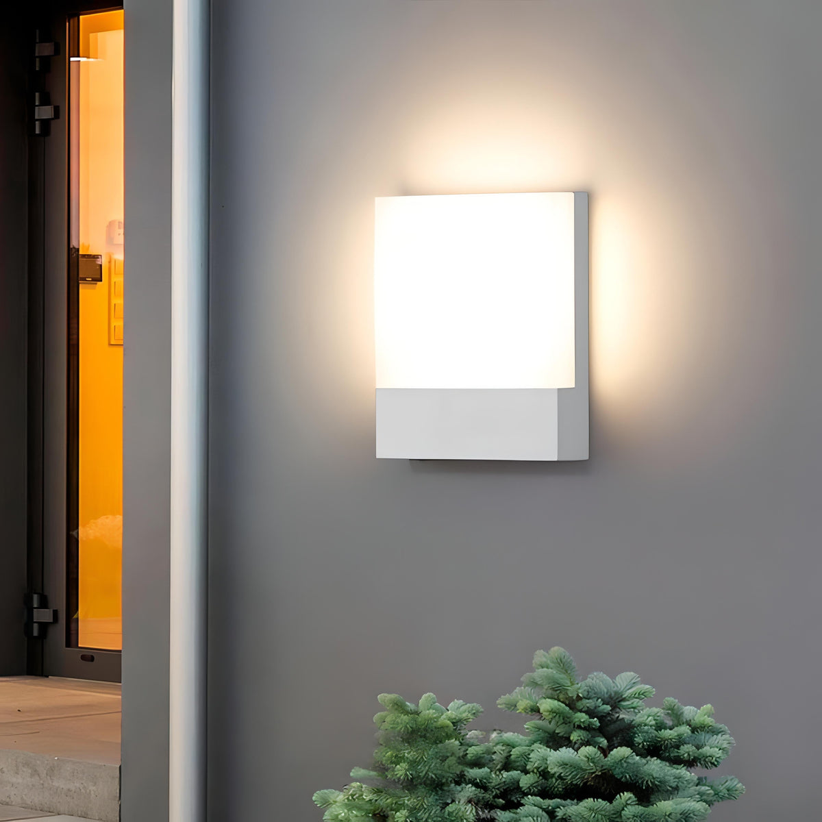 Utendørs vegglampe med LED i moderne firkantet form, 18W
