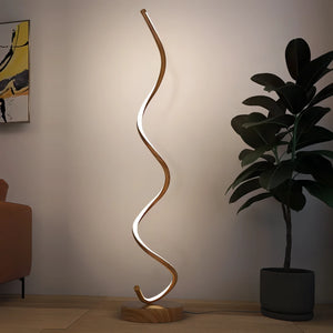 Gulvlampe med LED og skulpturell spiralform, 28 x 133 cm