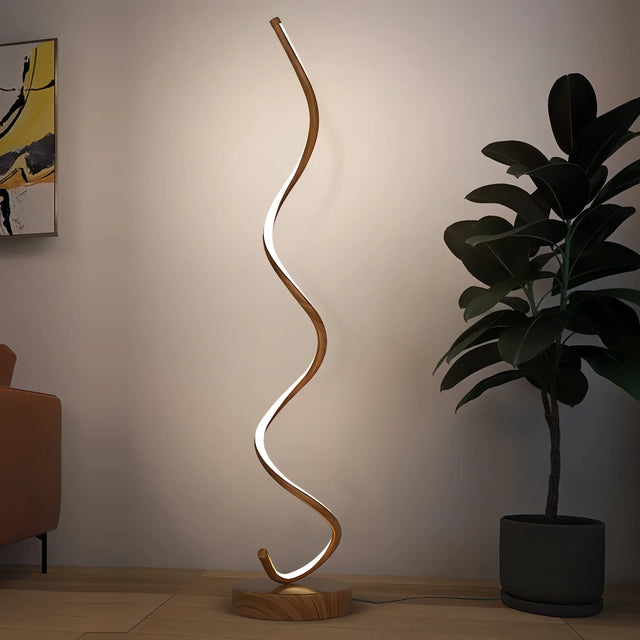 Gulvlampe med LED og skulpturell spiralform, 28 x 133 cm