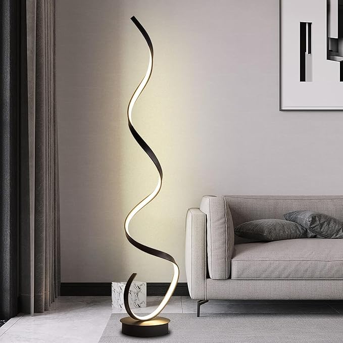 Gulvlampe med LED og skulpturell spiralform, 28 x 133 cm