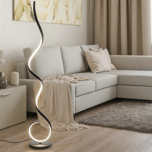 Gulvlampe med LED og skulpturell spiralform, 28 x 133 cm