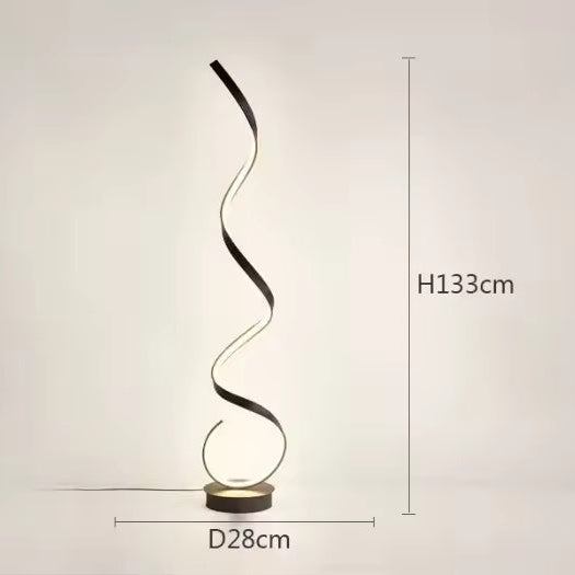 Gulvlampe med LED og skulpturell spiralform, 28 x 133 cm