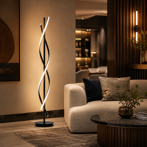 Gulvlampe med integrert LED og moderne spiralform, 155 cm