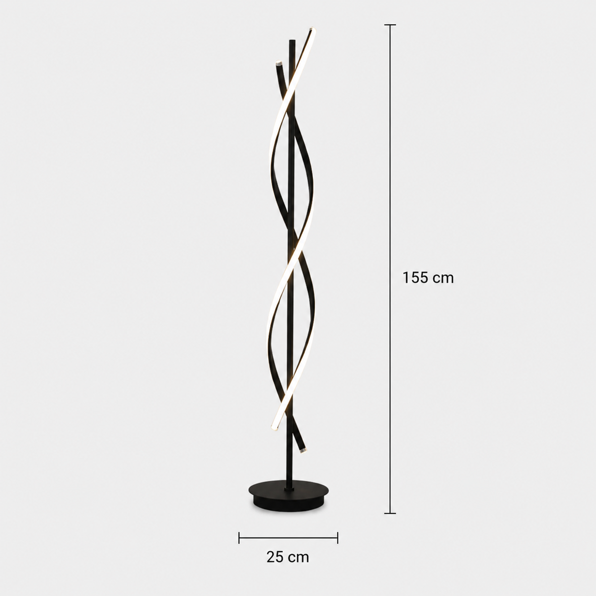 Gulvlampe med integrert LED og moderne spiralform, 155 cm