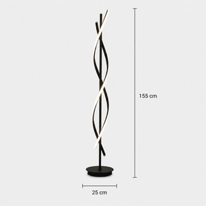 Gulvlampe med integrert LED og moderne spiralform, 155 cm