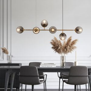 Lysekrone med glasskuler - minimalistisk, dimbar pendellampe