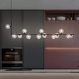 Taklampe med doble glasskuler - lineær lysekrone i nordisk stil