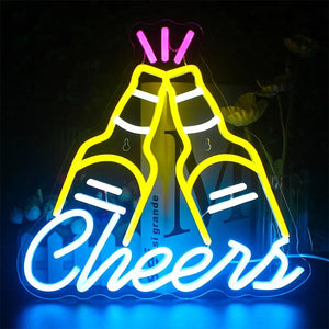 LED-neonskilt med cocktail- og ølmotiv - USB-drevet bardekorasjon