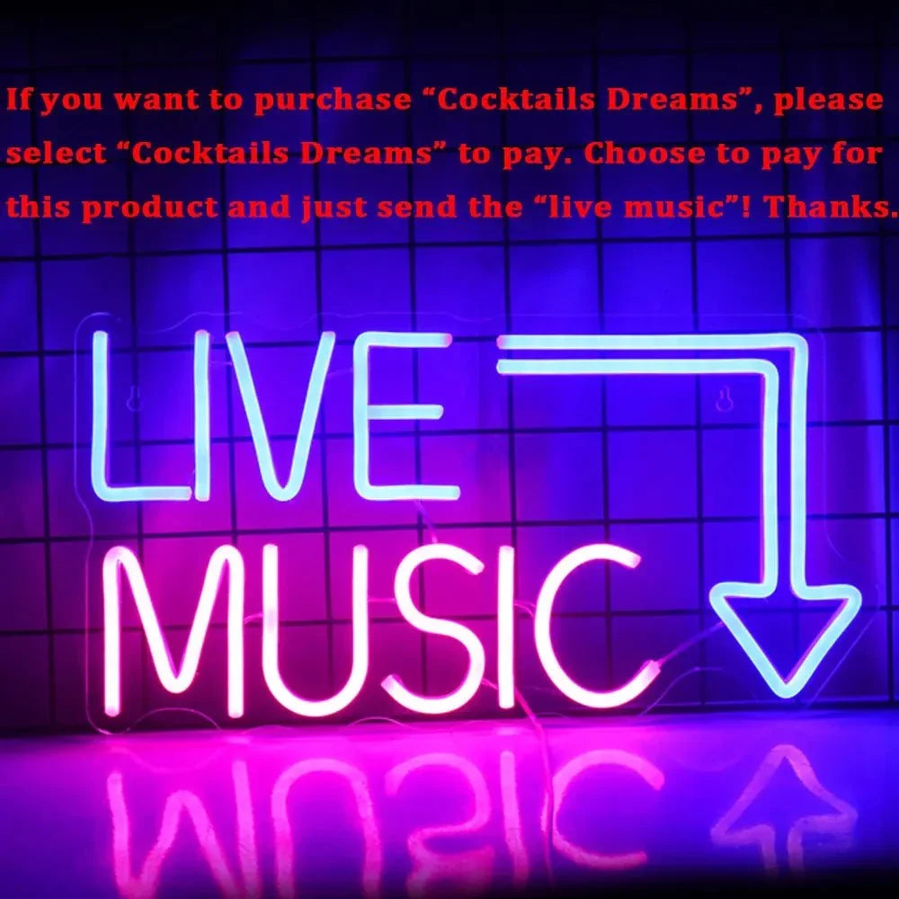 LED-neonskilt med cocktail- og ølmotiv - USB-drevet bardekorasjon