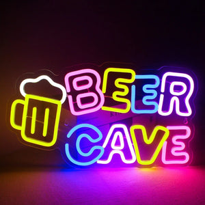 LED-neonskilt med cocktail- og ølmotiv - USB-drevet bardekorasjon