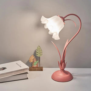 Bordlampe med blomsterdesign i metall og akryl - fransk vintagestil