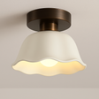 Taklampe i keramikk og glass - halvinnfelt plafond med varmt lys
