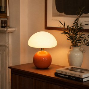 Bordlampe med fransk soppform og LED - 6 farger