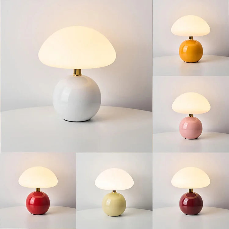 Bordlampe med fransk soppform og LED - 6 farger