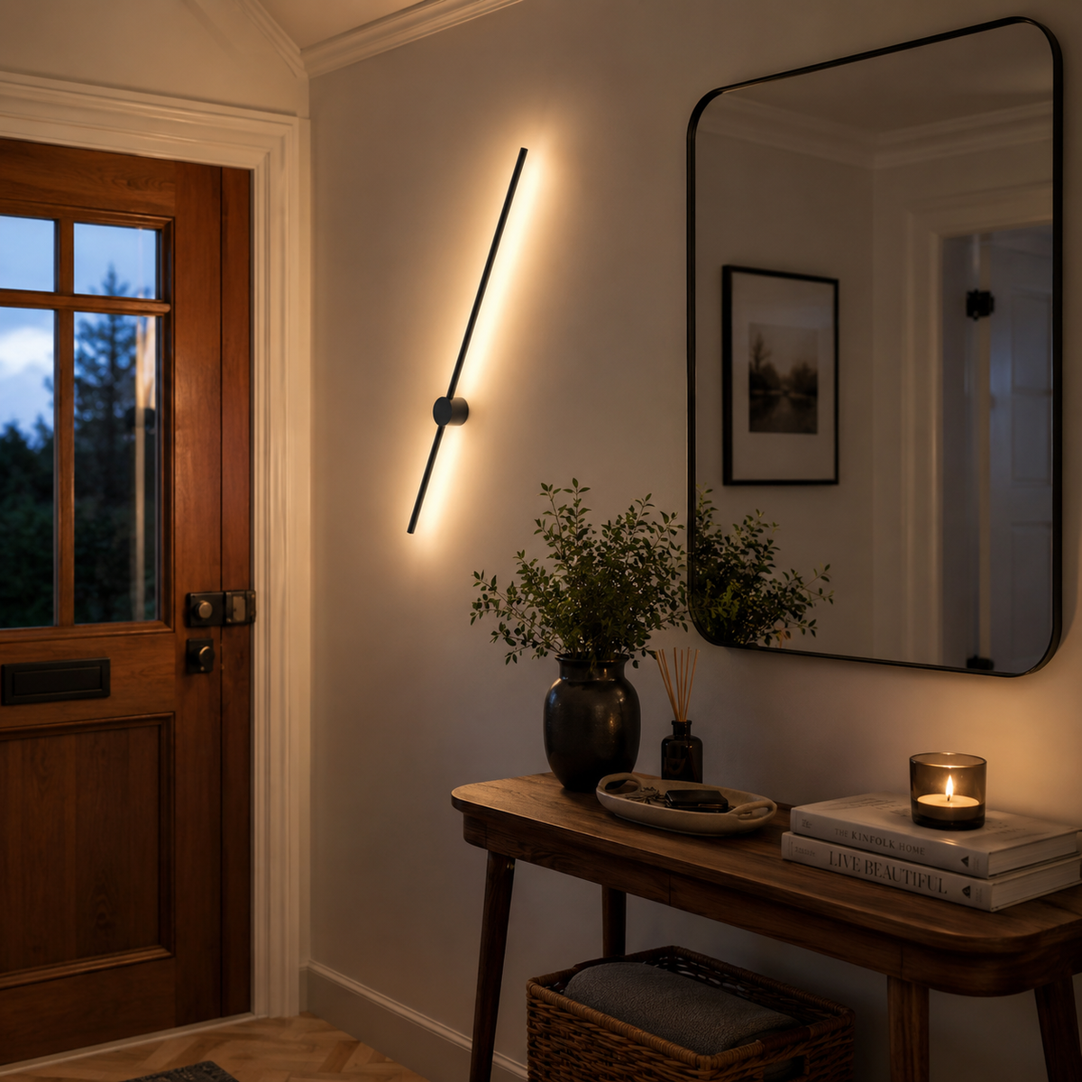 LED vegglampe i sort aluminium som slank lyslist, Svart