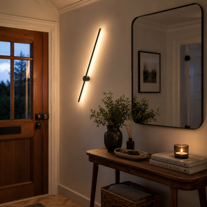 LED vegglampe i sort aluminium som slank lyslist, Svart