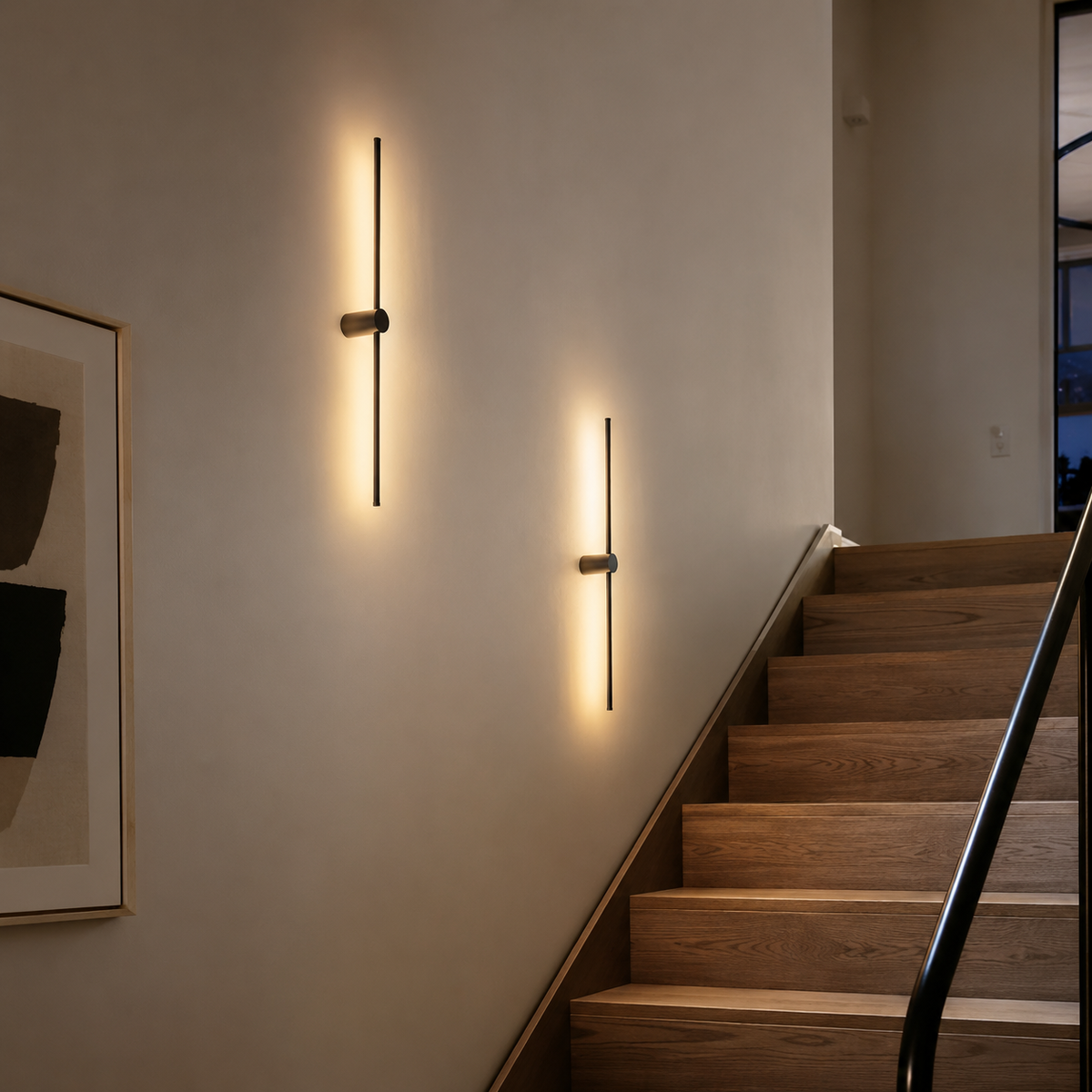 LED vegglampe i sort aluminium som slank lyslist, Svart