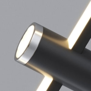 Lineær pendellampe i sort aluminium med LED og spotter, Svart