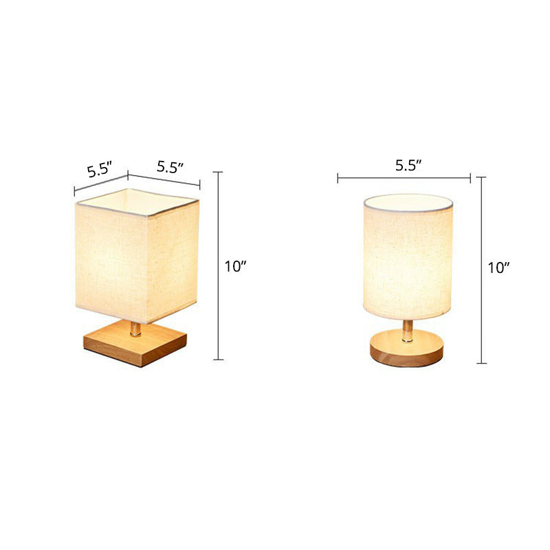 Nattbordslampe med linskjerm og fot i tre, rund eller kvadratisk, Natur og beige