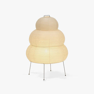 Papirlampe som bordlampe i mullbærpapir på tynne metallben, Hvit