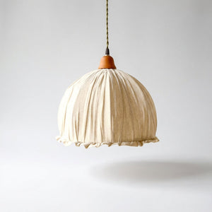 Pendellampe med drapert tekstilskjerm i beige, Beige