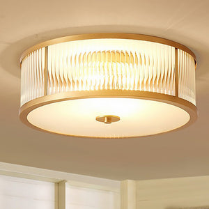 Plafond i riflet glass med gullfarget ramme i kobber, Gull og klar