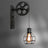 Retro vegglampe med trinse og metallbur i industristil, Matt svart