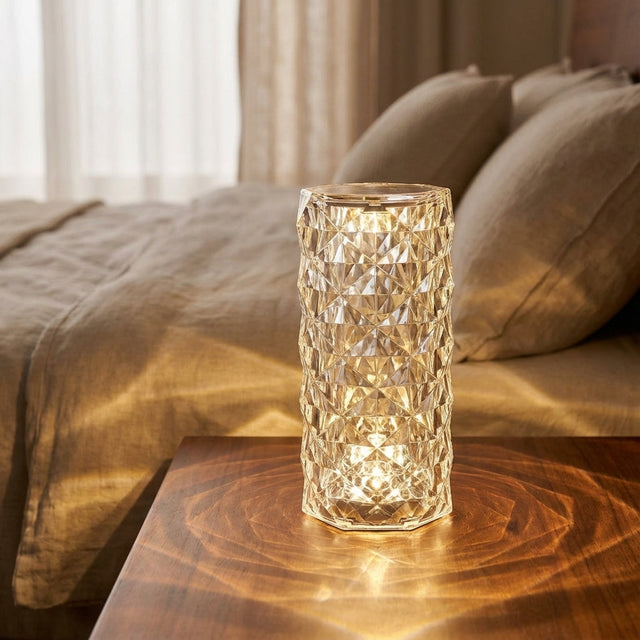 Touch lampe med krystallmønster og 16 lysfarger, Klar