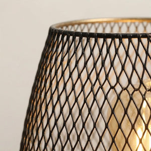 Trådløs bordlampe i sort metallnett, sett med to lamper, Svart