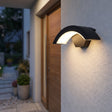 Utendørs vegglampe med buet skjerm og myk lysbue, Svart