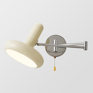Vegglampe med svingarm og hvit skjerm i Bauhaus-stil, Hvit og krom
