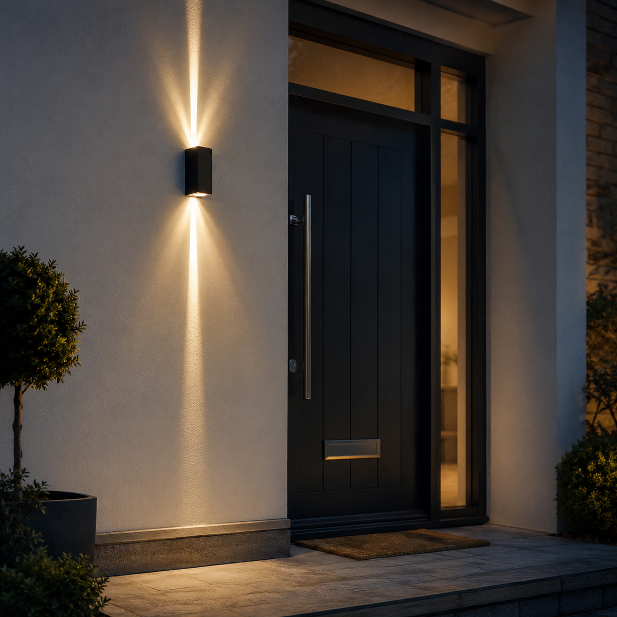 Vegglampe ute med lys opp og ned i svart aluminium, Svart